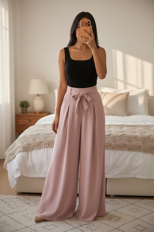 Pantalon TESSA classique large élastique à la taille .T36