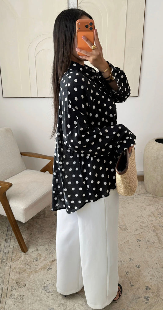 Chemise oversize à pois Dalila noir TU
