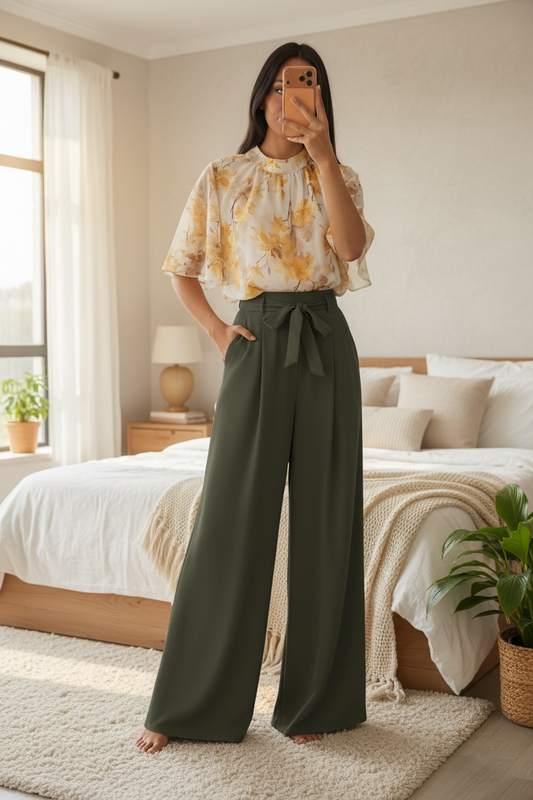 Pantalon TESSA classique large élastique à la taille  .T36