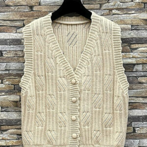 Gilet sans manche beige tout doux avec boutons taille unique 36/38